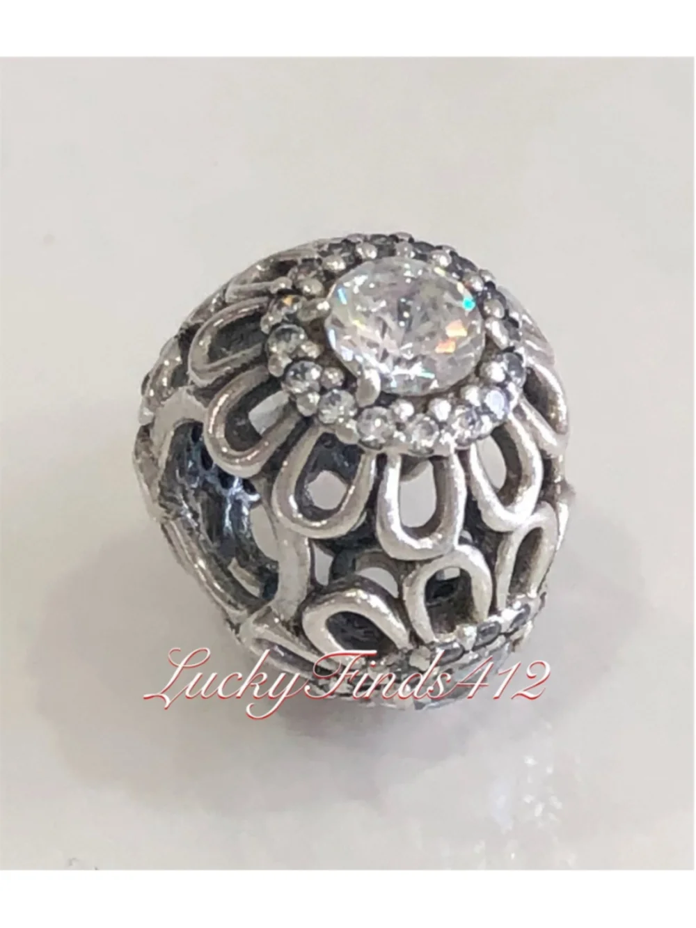 Authentic Pandora Floral Brilliance Charm Retired Pandora Charm